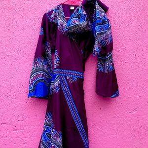 Authentic African tie dress with matching headwrap